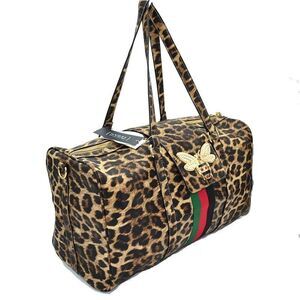 Croc Bee Leopard Print Duffle Overnight Bag